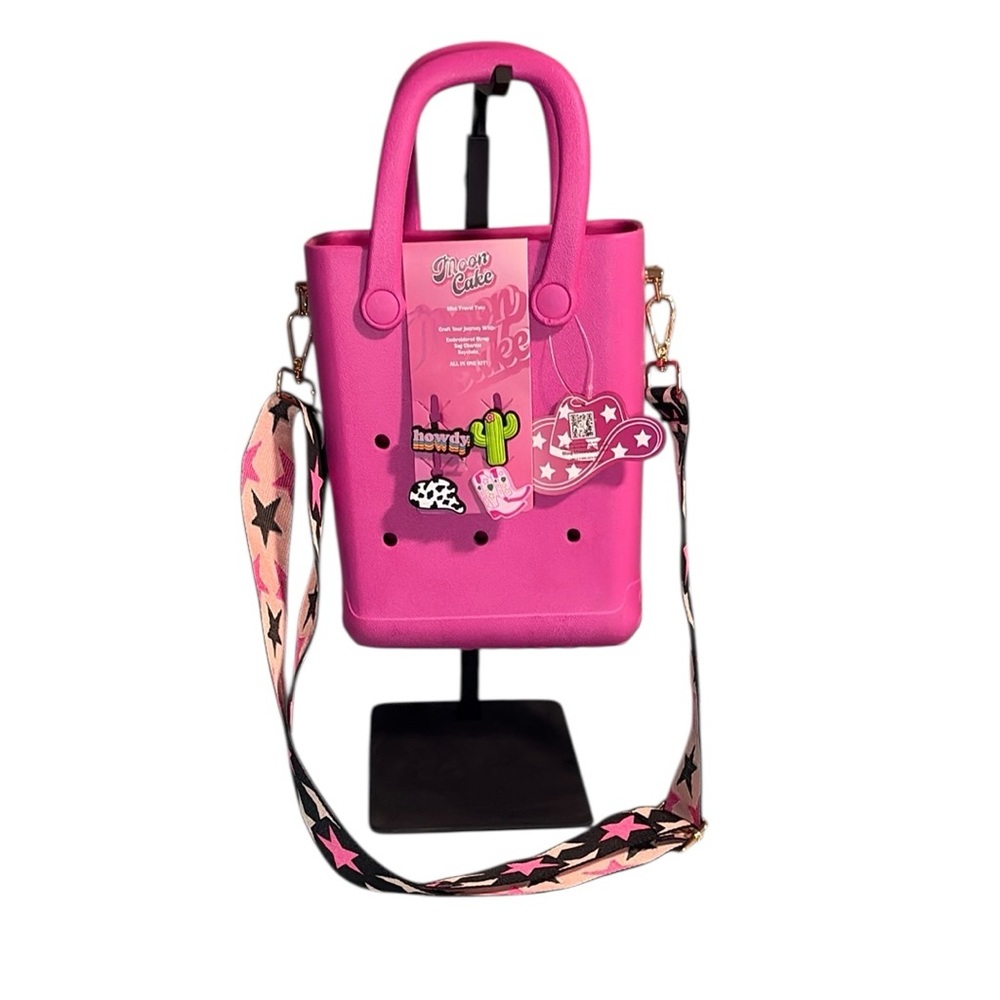 Moon Cake Hot Pink Mini Travel Tote - All-In-One Kit with Charms & Strap